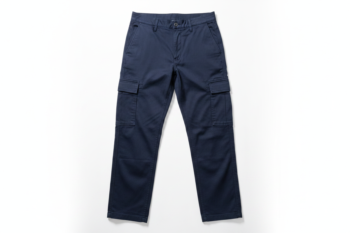 Men's Navy Cargo Pants - white background