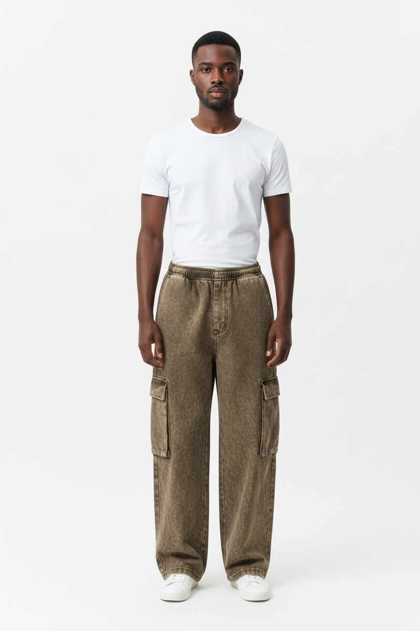 Olive Washed Cargo Pants - Lifestyle