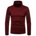 Men's Wine Red Turtleneck Sweater - white background