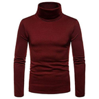 Men's Wine Red Turtleneck Sweater - white background