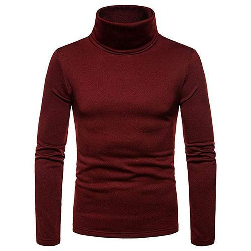 Men's Wine Red Turtleneck Sweater - white background