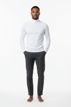 Men's White Turtleneck Sweater - lifestyle