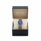 Casio Blue Dial Silver Watch - White Background