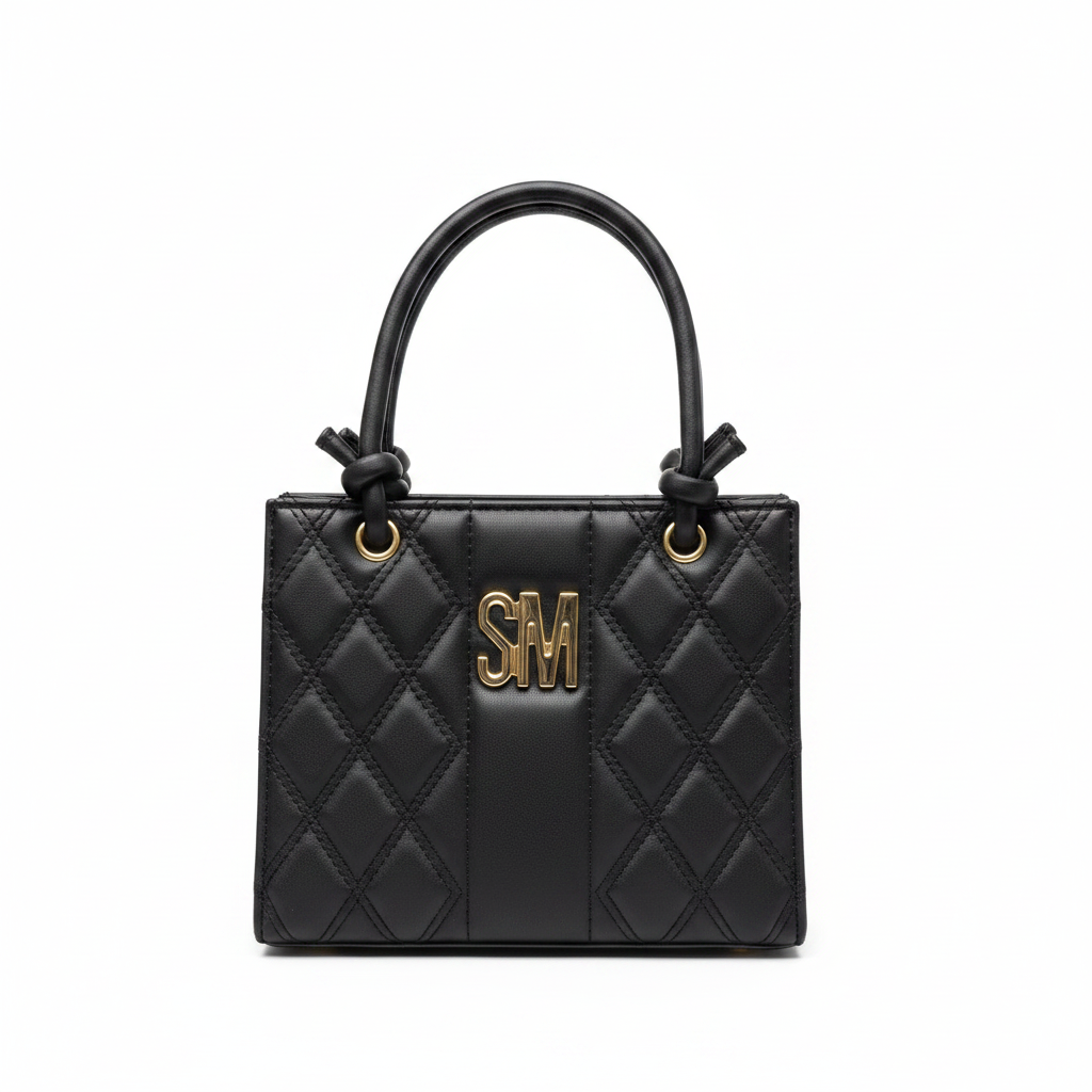 SM Quilted Mini Tote Black - White Background Studio Shot