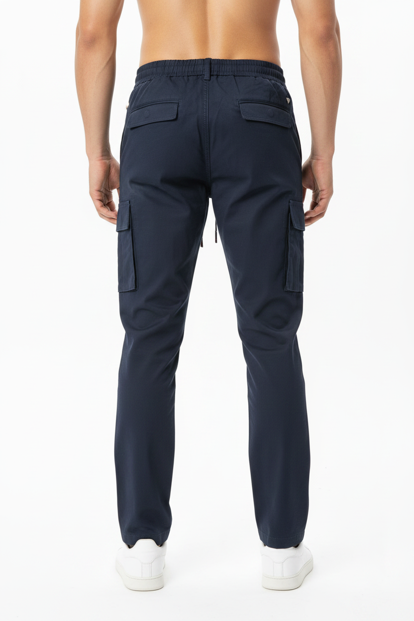Navy Cargo Pants - Back View Reference