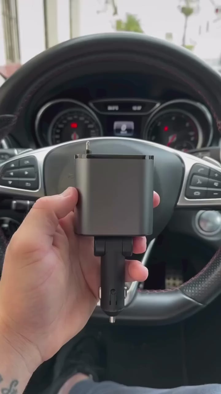 Multi-Port Car Charger | USB-C 3A + Dual USB 2.4A | Voltage Display | Fast Charging