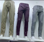 Pack of 3 Men's Slim Fit Chino Trousers (Khaki, Burgundy & Grey)
