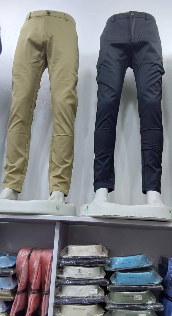 Pack of 2 Men's Slim Fit Chino Trousers (Khaki & Navy)