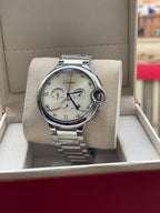 Silver-Tone Bracelet Watch with Blue Hands