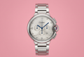 Silver-Tone Bracelet Watch with Blue Hands