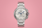 Silver-Tone Bracelet Watch with Blue Hands