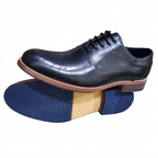 Men's Black Perforated-Toe Gentle Shoes – Brown Welt
