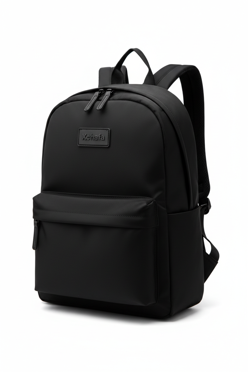 Xchafa Black Badge Backpack White Background