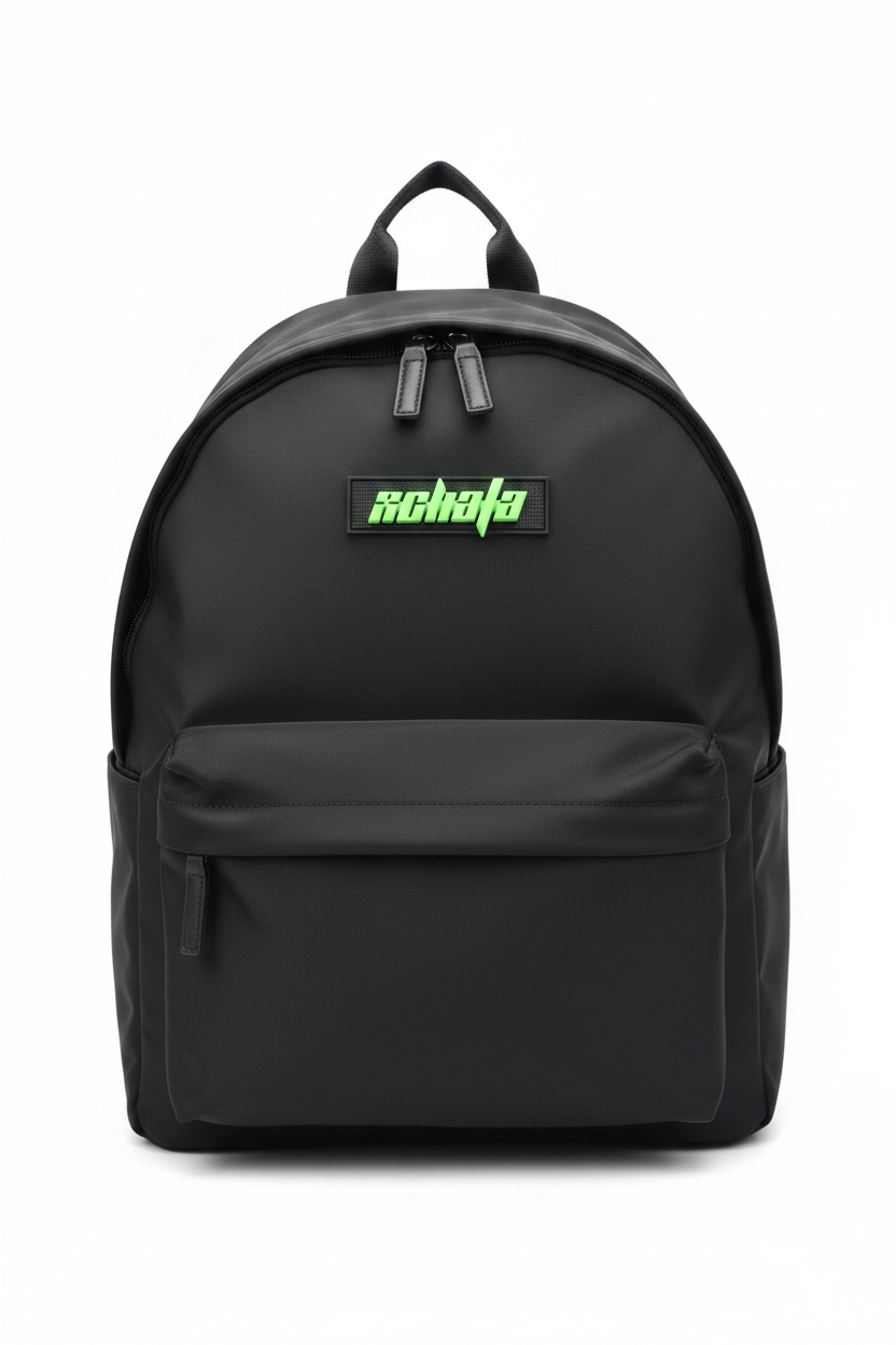 Xchafa Neon Green Badge Backpack White Background
